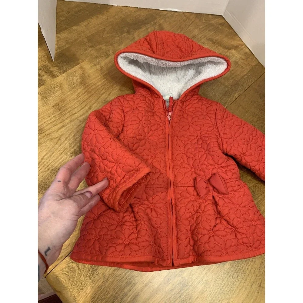 Little Me Red Jacket Size 18 Month. Red Bows Embroidered Flowers Lined